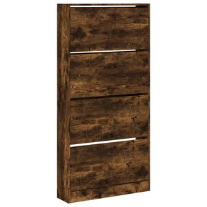 vidaXL Шкаф за обувки с 4 флип чекмеджета опушен дъб 80x21x163,5 см