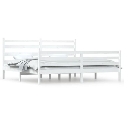 vidaXL Рамка за легло, бор масив, 200x200 см, бяла