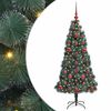 vidaXL Изкуствена светена коледна елха с комплект топки Зелен 120 cm