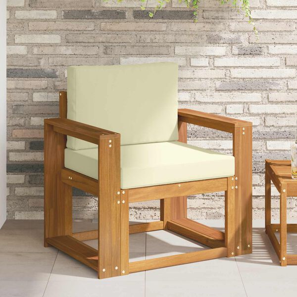 vidaXL Външен диван Солидно акациево дърво и полиестер Естествен