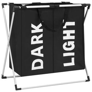 vidaXL Кош за сортиране на пране с 2 секции, черен