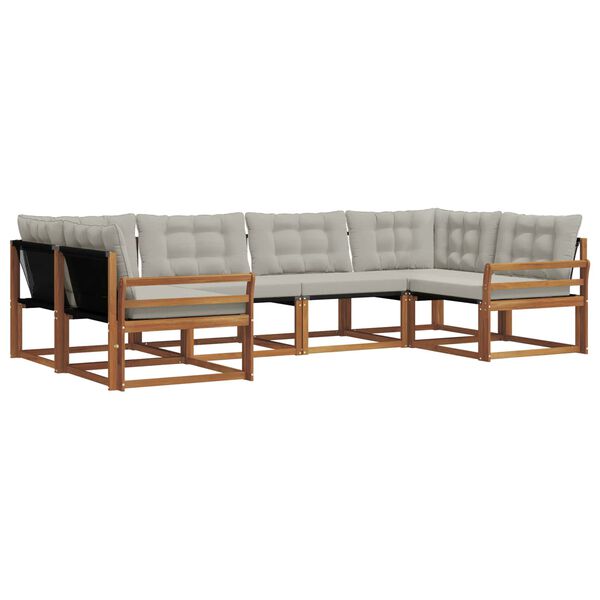 vidaXL Комплект дивани за открито 6 pcs Естествено и светло сиво