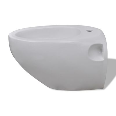 Луксозен комплект от тоалетна чиния за стена & биде, бяла керамика