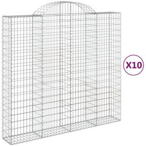 vidaXL Габионни кошници арка 10 бр 200x50x180/200см поцинковано желязо