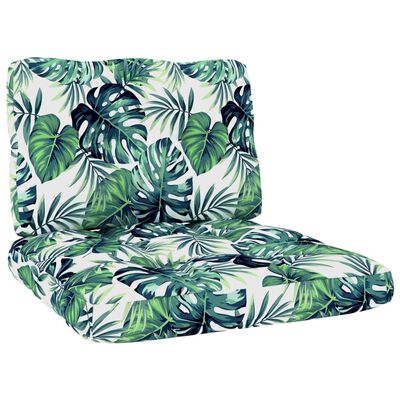 vidaXL Градински стол с възглавници с шарка на листа импрегниран бор