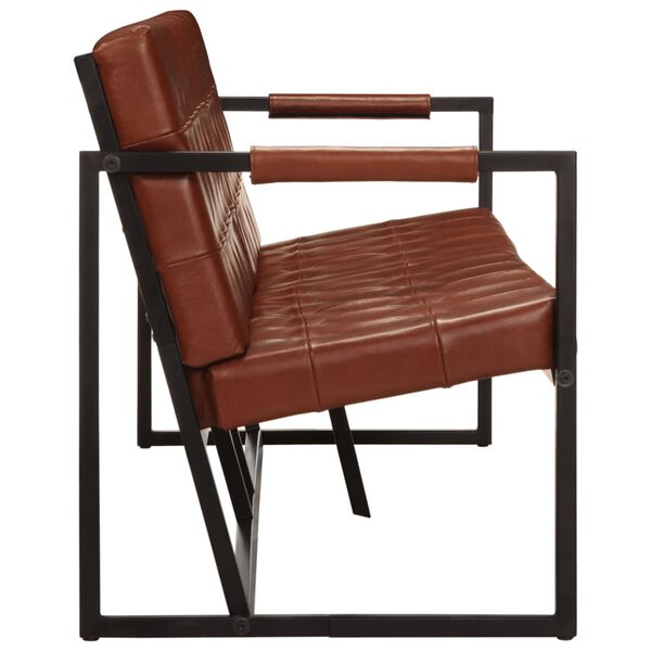 vidaXL 3-местен диван, кафяв, естествена козя кожа