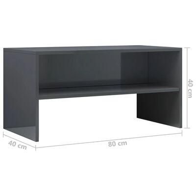 vidaXL ТВ шкаф, сиво със силен гланц, 80x40x40 см, ПДЧ