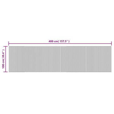 vidaXL Килим, правоъгълен, сив, 100x400 см, бамбук