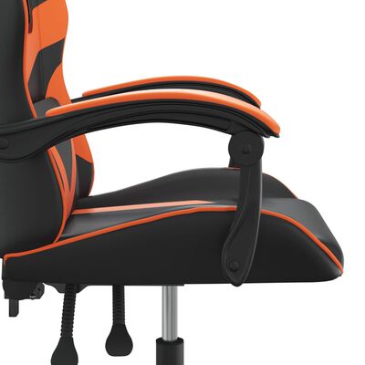 vidaXL Въртящ гейминг стол, черно и оранжево, изкуствена кожа