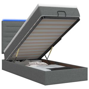vidaXL Отоман с матрак и LED с LED ленти Тъмносиво 80 x 200 cm Текстил