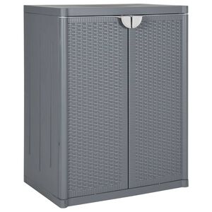 vidaXL Градински шкаф за съхранение, сив, 65х45х88 см, PP ратан