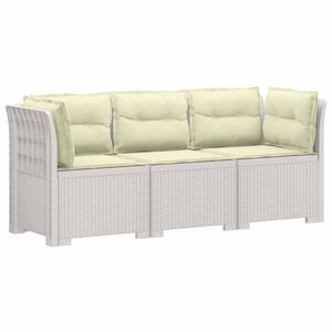 vidaXL Пейка за градина с Cushions във вид на ратан ПП Бяло
