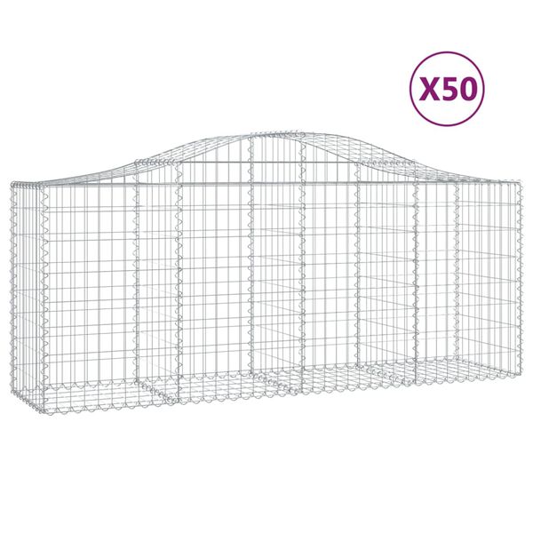 vidaXL Габионни кошници арка 50 бр 200x50x80/100 см поцинковано желязо