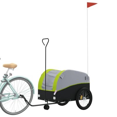 vidaXL Ремарке за велосипед, черно и зелено, 45 кг, желязо