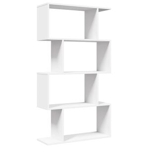 vidaXL Преграда за стая, библиотека, 4 нива, бяла, 70x24x129 см, инженерно дърво