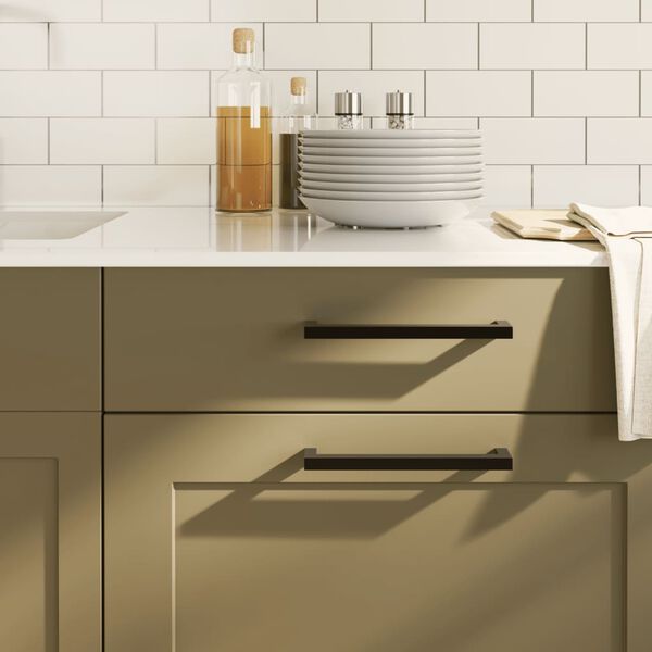 vidaXL Дръжки за шкафове, 5 бр, черни, 192 мм, неръждаема стомана