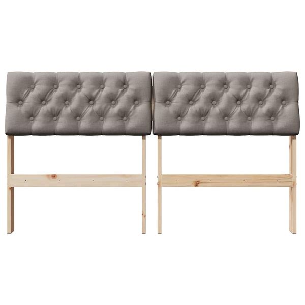 vidaXL Тапицирана табла Таупе 135 cm Солидно борово дърво