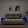 vidaXL Нощни шкафчета с LED осветление 2 бр, старо дърво, 40x39x48,5см