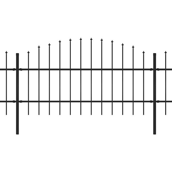 vidaXL Градинска ограда с връх тип копие, стомана, 892,5x100 см, черна