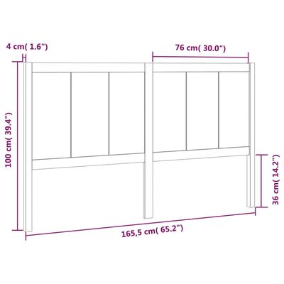 vidaXL Горна табла за легло, 165,5x4x100 см, бор масив