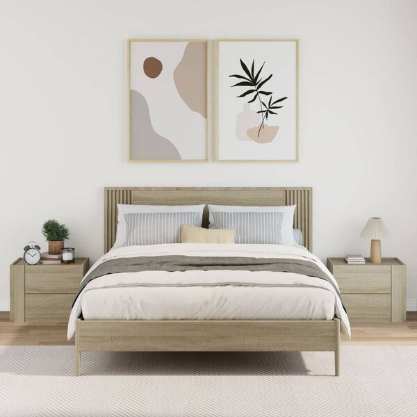 vidaXL Нощни шкафчета за стенен монтаж, 2 бр, сонома дъб, 45x30x35 см