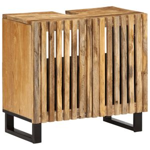 vidaXL Шкаф за мивка за баня 62x34x58 см масивно дърво груб манго