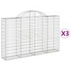 vidaXL Габионни кошници арка 3 бр 200x30x120/140см поцинковано желязо