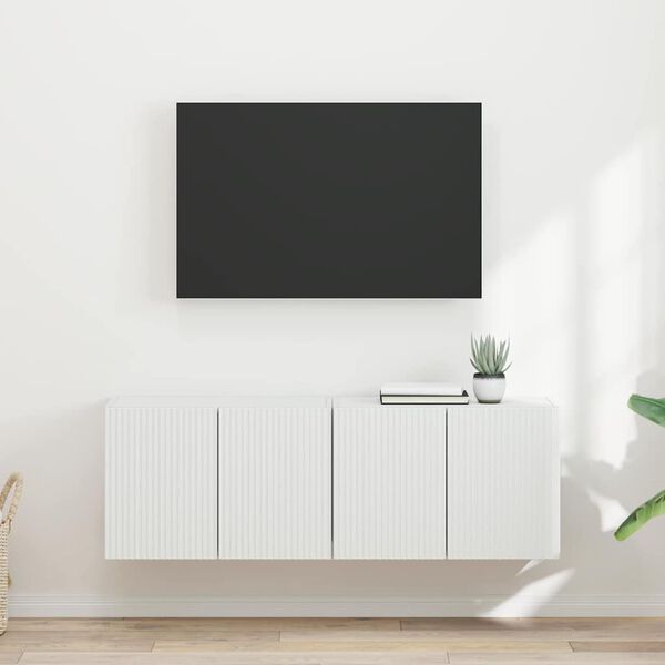 vidaXL TV стенен шкаф 2 pcs Бяло 59,5 x 31 x 40 см Инженерно дърво