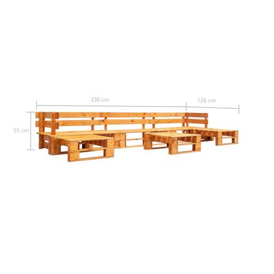 vidaXL Градински мебели от палети, 6 части, дърво, меденокафяви