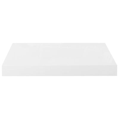 vidaXL Окачен стенен рафт, бял гланц, 40x23x3,8 см, МДФ