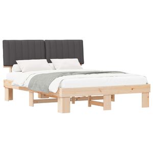 vidaXL Леглова рамка с тапицирана гръбна част Тъмен сив 150 x 200 cm