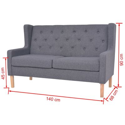vidaXL 2-местен диван от плат, сив
