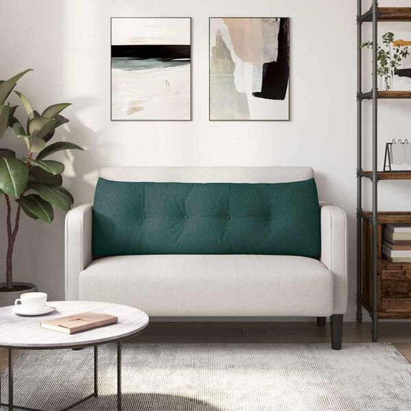 vidaXL Възглавница за гръб Тъмен зелен 140 x 24 x 50 см текстил