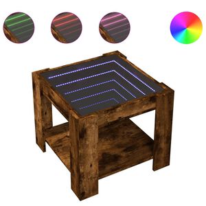 vidaXL Маса за кафе с LED, опушен дъб, 53x53x45 см, инженерно дърво