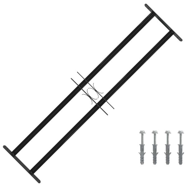 vidaXL Прозоречна решетка Черно 115 х 30 см Прахово боядисана стомана