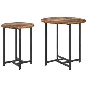 vidaXL Комплект помощни маси 2 pcs Димящ дъб и черно