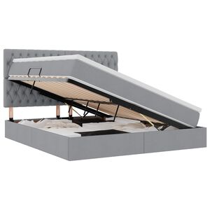 vidaXL Легло с място за съхранение и LED с LED Светлосиво 180 x 200 cm