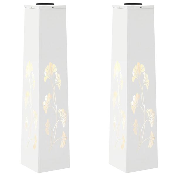 vidaXL Соларна LED светлина за пътека 2 pcs Бяло