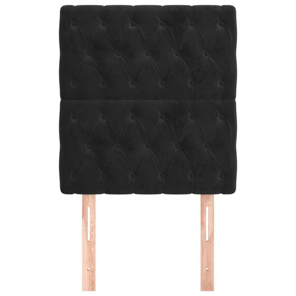 vidaXL Табла за легло, черна, 80x7x118/128 см, кадифе