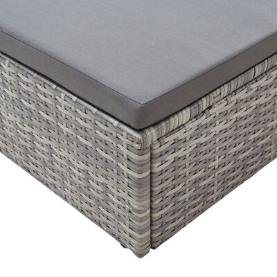 vidaXL Градинско лаундж легло със сенник смесено сиво полиратан