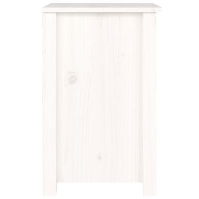 vidaXL Нощно шкафче, бяло, 40x35x55 см, борово дърво масив