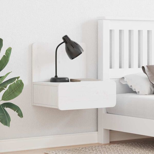 vidaXL Нощно шкафче 2 pcs Бяло 44 x 32,5 x 40 см Борово дърво масив