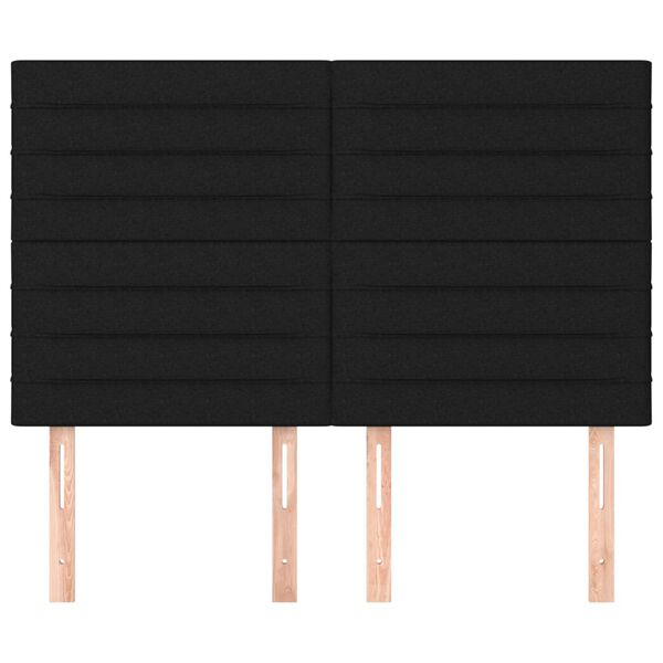 vidaXL Табла за легло, черна, 144x5x118/128 см, плат