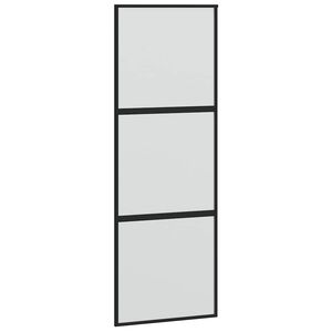 vidaXL Плъзгаща се врата, черна, 76x205 см, закалено стъкло и алуминий