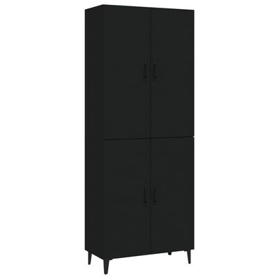 vidaXL Висок шкаф, черен, 70x34x180 см, инженерно дърво