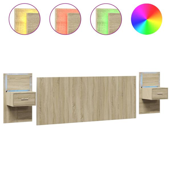 vidaXL Табла за легло с шкафчета, дъб сонома, 200 см, инженерно дърво