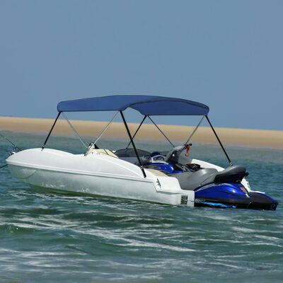 vidaXL Тента за лодка, 2 дъги, нейви синя, 150x120x110 см