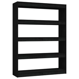 vidaXL Библиотека/разделител за стая черна 100x30x135,5 см бор масив