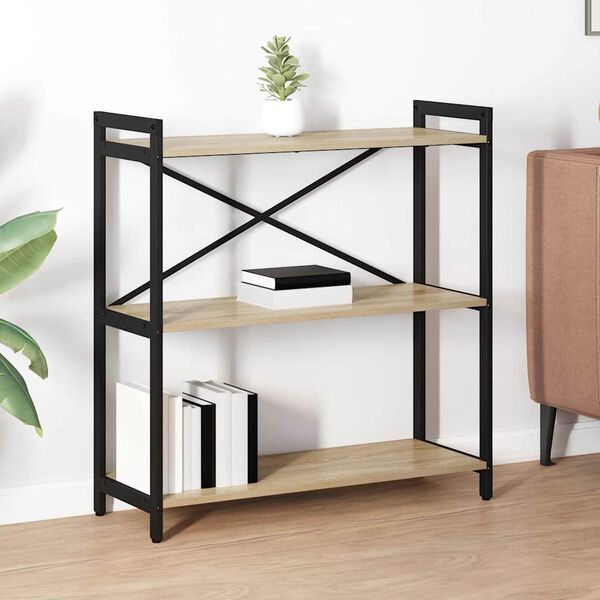 vidaXL Рафт за книги Сонома дъб 80 x 30 x 85 cm Инженерно дърво