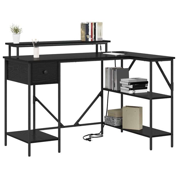 vidaXL Бюро с чекмедже Черния дъб 120 х 79 х 86,5 см Инженерно дърво